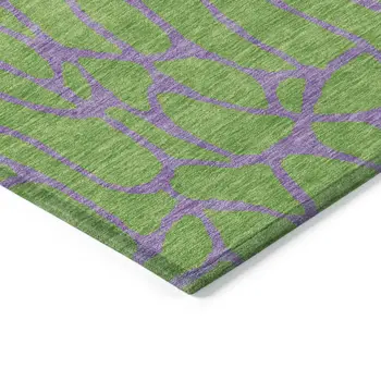 5' X 8' Lime Green And Purple Geometric Washable Indoor Outdoor Area Rug