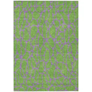 8' X 10' Lime Green And Purple Geometric Washable Indoor Outdoor Area Rug