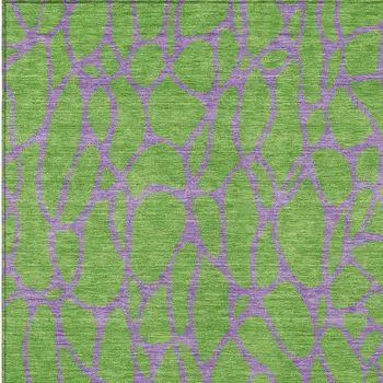 8' X 10' Lime Green And Purple Geometric Washable Indoor Outdoor Area Rug