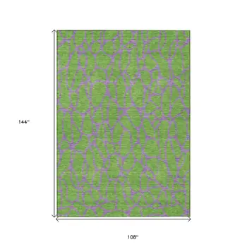 9' X 12' Lime Green And Purple Geometric Washable Indoor Outdoor Area Rug