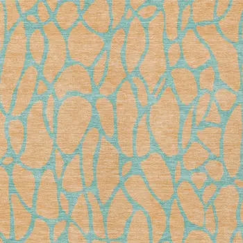 8' X 10' Mint Green And Peach Geometric Washable Indoor Outdoor Area Rug