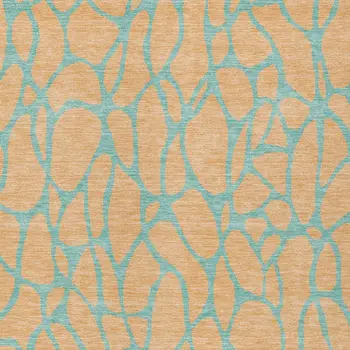 9' X 12' Mint Green And Peach Geometric Washable Indoor Outdoor Area Rug
