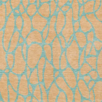10' X 14' Mint Green And Peach Geometric Washable Indoor Outdoor Area Rug