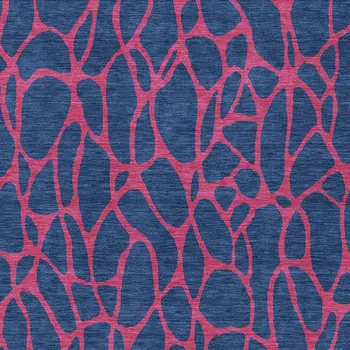 8' X 10' Navy Blue And Dark Pink Geometric Washable Indoor Outdoor Area Rug