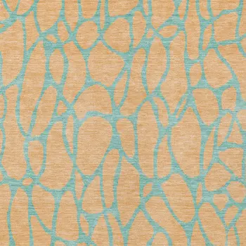 3' X 5' Peach And Mint Green Geometric Washable Indoor Outdoor Area Rug