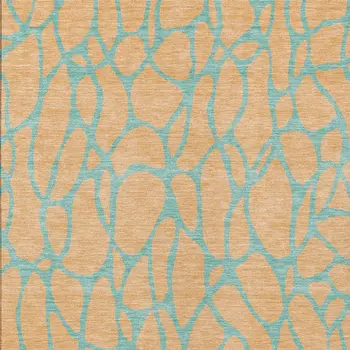 8' X 10' Peach And Mint Green Geometric Washable Indoor Outdoor Area Rug