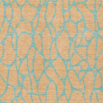 10' X 14' Peach And Mint Green Geometric Washable Indoor Outdoor Area Rug