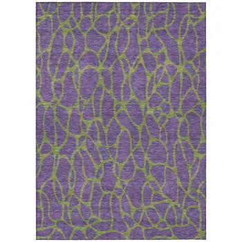 3' X 5' Purple And Green Geometric Washable Indoor Outdoor Area Rug