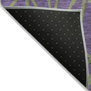 3' X 5' Purple And Green Geometric Washable Indoor Outdoor Area Rug