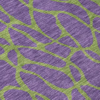 8' Purple And Green Round Geometric Washable Indoor Outdoor Area Rug