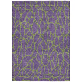 10' X 14' Purple And Green Geometric Washable Indoor Outdoor Area Rug