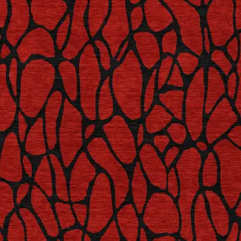 3' X 5' Red And Black Geometric Washable Indoor Outdoor Area Rug