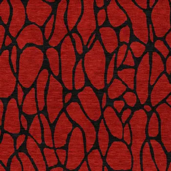 5' X 8' Red And Black Geometric Washable Indoor Outdoor Area Rug