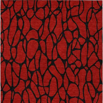 10' X 14' Red And Black Geometric Washable Indoor Outdoor Area Rug
