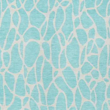 3' X 5' Aqua And Ivory Geometric Washable Indoor Outdoor Area Rug