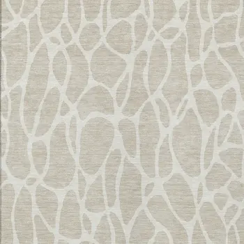 8' X 10' Beige And Ivory Geometric Washable Indoor Outdoor Area Rug