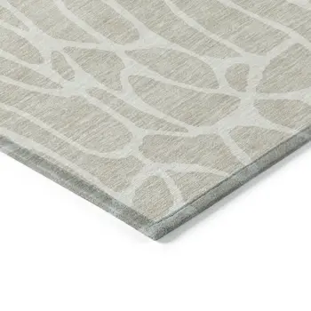 10' X 14' Beige And Ivory Geometric Washable Indoor Outdoor Area Rug