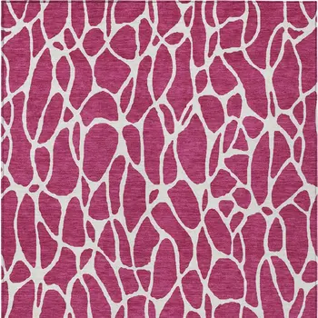 5' X 8' Blush And Ivory Geometric Washable Indoor Outdoor Area Rug