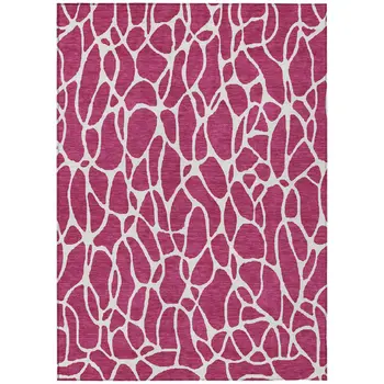 5' X 8' Blush And Ivory Geometric Washable Indoor Outdoor Area Rug