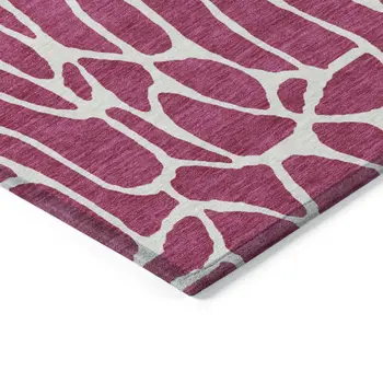 5' X 8' Blush And Ivory Geometric Washable Indoor Outdoor Area Rug