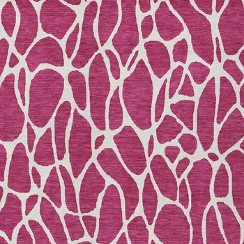 10' X 14' Pink And Ivory Geometric Washable Indoor Outdoor Area Rug