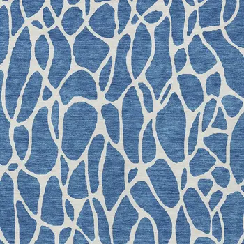 8' X 10' Blue And Ivory Geometric Washable Indoor Outdoor Area Rug