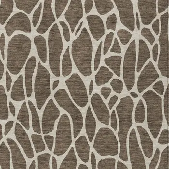 5' X 8' Brown And Beige Geometric Washable Indoor Outdoor Area Rug