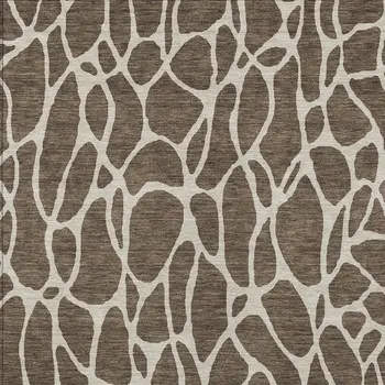 10' X 14' Brown And Beige Geometric Washable Indoor Outdoor Area Rug