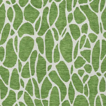5' X 8' Green And Ivory Geometric Washable Indoor Outdoor Area Rug