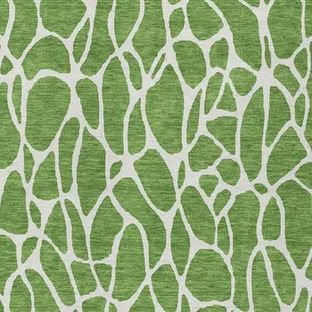 9' X 12' Green And Ivory Geometric Washable Indoor Outdoor Area Rug