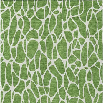 10' X 14' Green And Ivory Geometric Washable Indoor Outdoor Area Rug