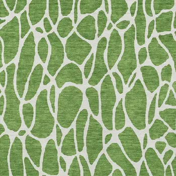 10' X 14' Green And Ivory Geometric Washable Indoor Outdoor Area Rug