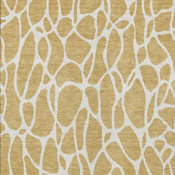 10' X 14' Gold And Ivory Geometric Washable Indoor Outdoor Area Rug