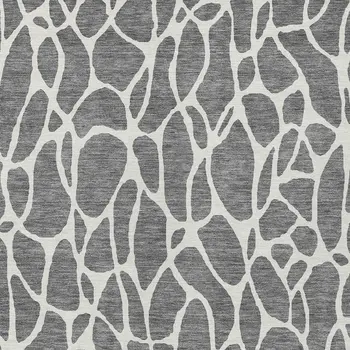 5' X 8' Gray And Ivory Geometric Washable Indoor Outdoor Area Rug