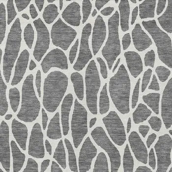 8' X 10' Gray And Ivory Geometric Washable Indoor Outdoor Area Rug