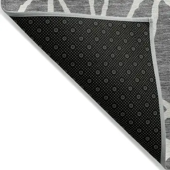 9' X 12' Gray And Ivory Geometric Washable Indoor Outdoor Area Rug
