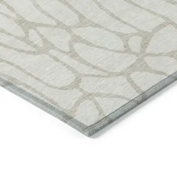 5' X 8' Ivory And Beige Geometric Washable Indoor Outdoor Area Rug