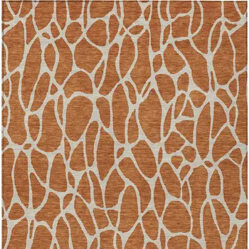 8' X 10' Brown And Beige Geometric Washable Indoor Outdoor Area Rug