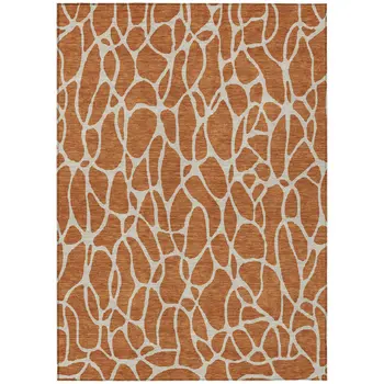 8' X 10' Brown And Beige Geometric Washable Indoor Outdoor Area Rug