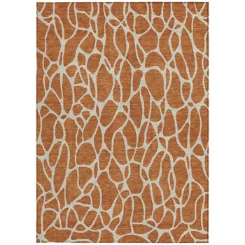 10' X 14' Brown And Beige Geometric Washable Indoor Outdoor Area Rug
