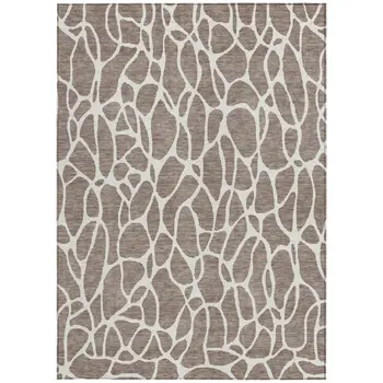 8' X 10' Taupe And Ivory Geometric Washable Indoor Outdoor Area Rug