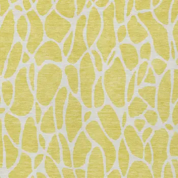 3' X 5' Yellow And Ivory Geometric Washable Indoor Outdoor Area Rug