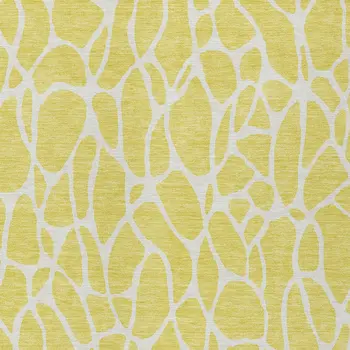 5' X 8' Yellow And Ivory Geometric Washable Indoor Outdoor Area Rug