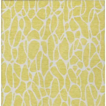10' X 14' Yellow And Ivory Geometric Washable Indoor Outdoor Area Rug