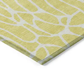 10' X 14' Yellow And Ivory Geometric Washable Indoor Outdoor Area Rug