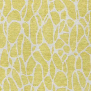 10' X 14' Yellow And Ivory Geometric Washable Indoor Outdoor Area Rug