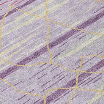 3' X 5' Purple Brown And Beige Striped Washable Indoor Outdoor Area Rug