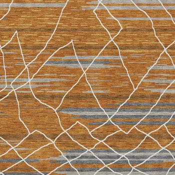 3' X 5' Terra Cotta Beige And Ivory Striped Washable Indoor Outdoor Area Rug