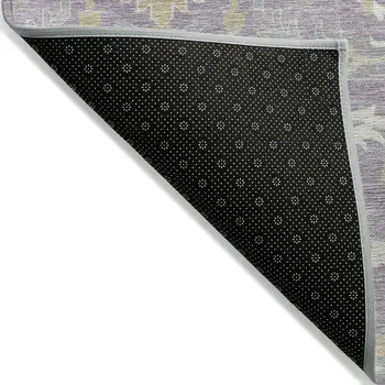 8' X 10' Lavender Gold And Green Damask Washable Indoor Outdoor Area Rug