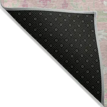 10' X 14' Pink Ivory And Gray Damask Washable Indoor Outdoor Area Rug
